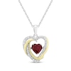 Thumbnail Image 1 of Unstoppable Love Heart-Shaped Lab-Created Ruby & Diamond Necklace 1/6 ct tw Sterling Silver & 10K Yellow Gold 18"