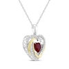 Thumbnail Image 1 of Unstoppable Love Heart-Shaped Lab-Created Ruby & Diamond Necklace 1/6 ct tw Sterling Silver & 10K Yellow Gold 18"