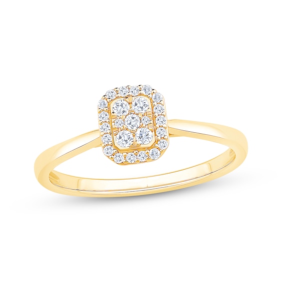 Diamond Cushion Halo Promise Ring 1/6 ct tw 10K Yellow Gold