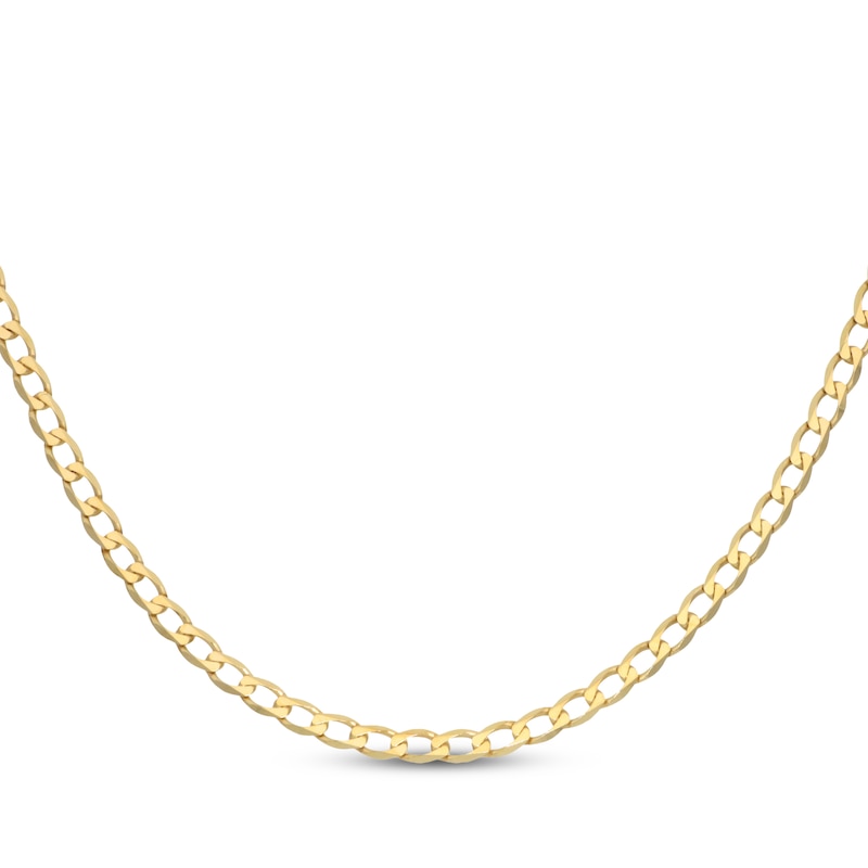 Main Image 1 of Curb Chain Necklace 2.95mm Solid 14K Yellow Gold 18"