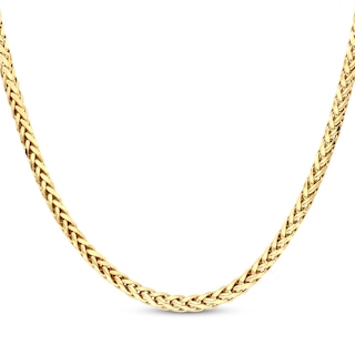 Wheat Chain Necklace 5.2mm Semi-Solid 10K Yellow Gold 24"