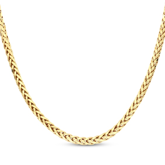Wheat Chain Necklace 5.2mm Semi-Solid 10K Yellow Gold 24"