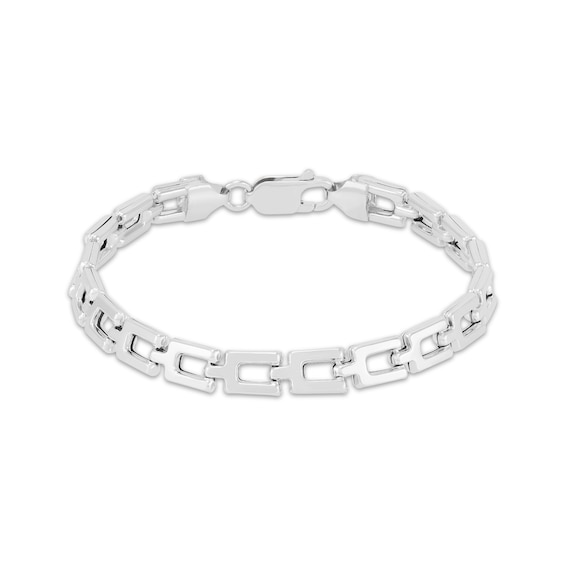 5mm Stampato Chain Bracelet Hollow Sterling Silver Gold 8.5"