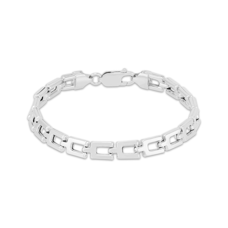 Main Image 1 of 5mm Stampato Chain Bracelet Hollow Sterling Silver Gold 8.5"