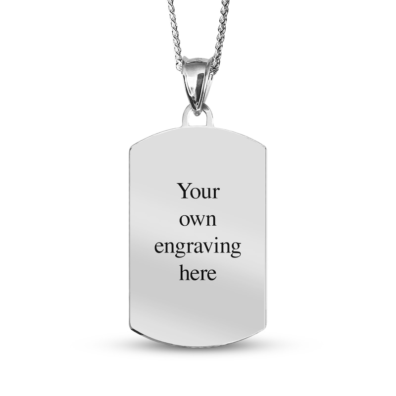 Main Image 2 of Extra Large Dog Tag Photo Beaded Frame Necklace 10K White Gold 22"