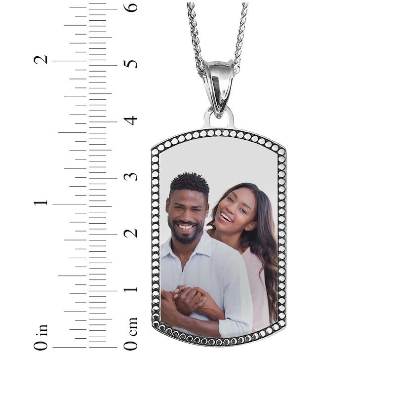 Main Image 4 of Extra Large Dog Tag Photo Beaded Frame Necklace 10K White Gold 22"