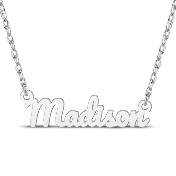 Bold Cursive Name Necklace 10K White Gold 18"