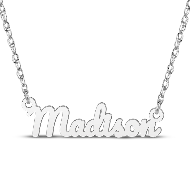 Main Image 1 of Bold Cursive Name Necklace 10K White Gold 18"