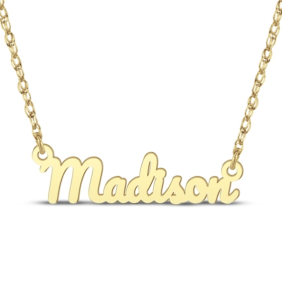 Bold Cursive Name Necklace 10K Yellow Gold 18"