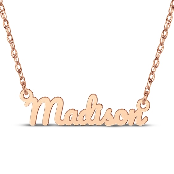 Bold Cursive Name Necklace 14K Rose Gold 18"