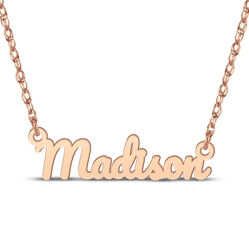 Main Image 1 of Bold Cursive Name Necklace 14K Rose Gold 18"