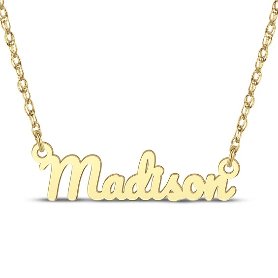 Bold Cursive Name Necklace 14K Yellow Gold 18"