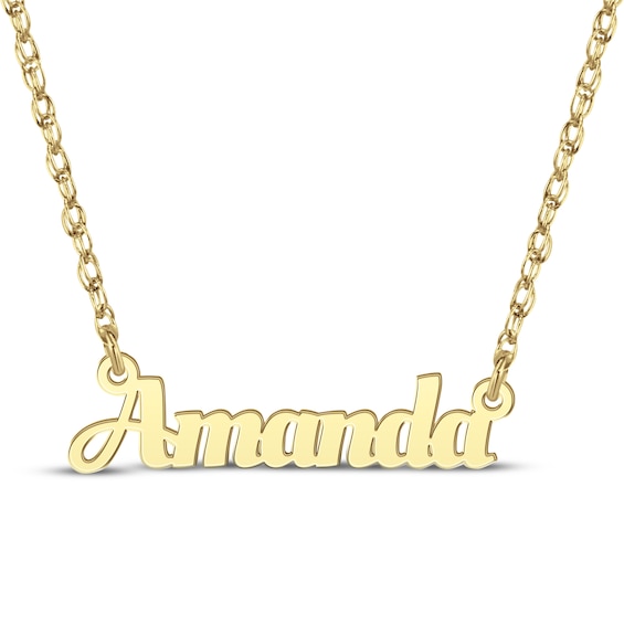 Bold Script Name Necklace 10K Yellow Gold 18"