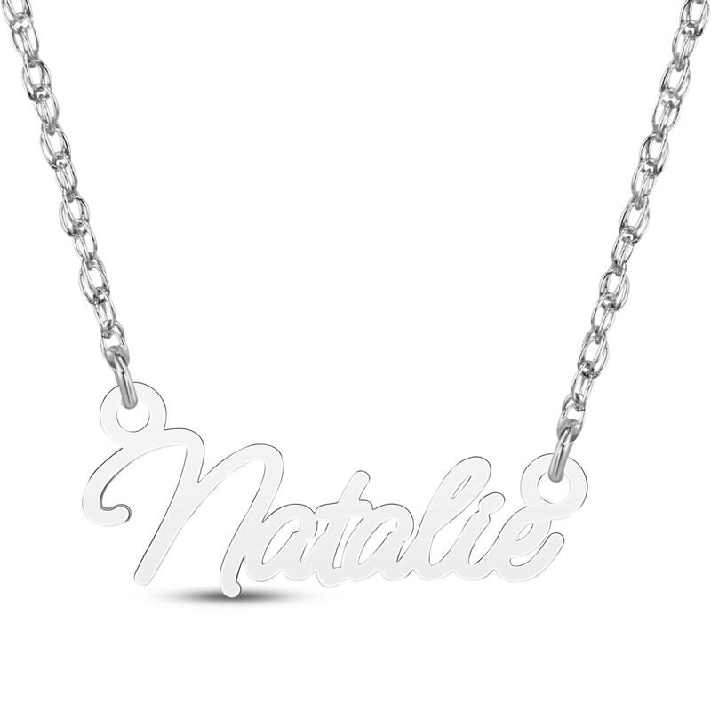 Main Image 1 of Cursive Name Necklace 10K White Gold 18"