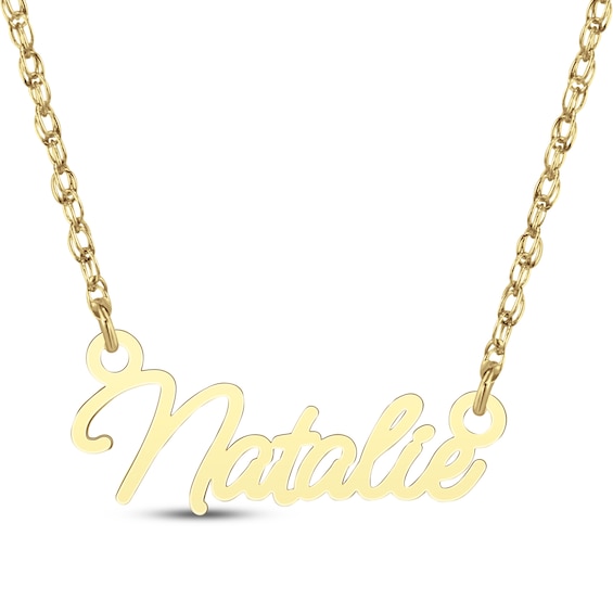Cursive Name Necklace 10K Yellow Gold 18"