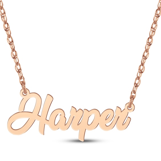 Cursive Script Name Necklace 14K Rose Gold 18"