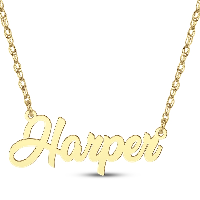 Main Image 1 of Cursive Script Name Necklace 14K Yellow Gold 18"