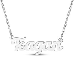 Script Name Necklace 14K White Gold 18"