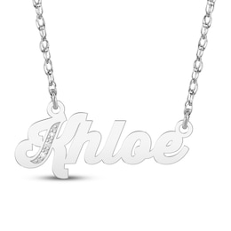 Diamond Accent Script Name Necklace 14K White Gold 18"