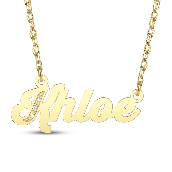 Diamond Accent Script Name Necklace 14K Yellow Gold 18"