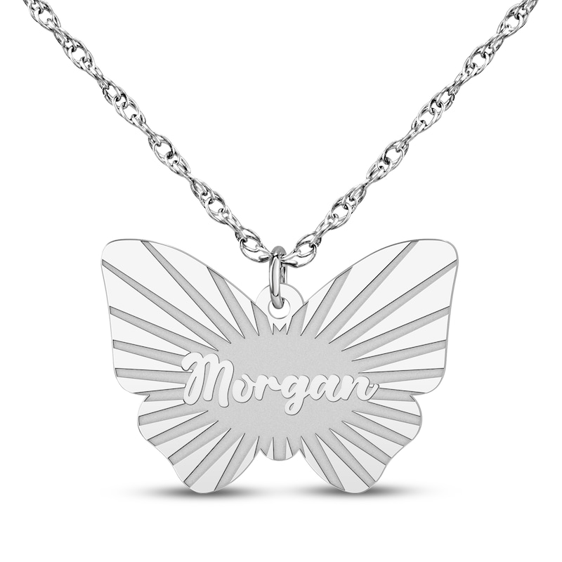Main Image 1 of Butterfly Name Necklace 10K White Gold 18"