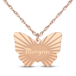 Butterfly Name Necklace 14K Rose Gold 18"