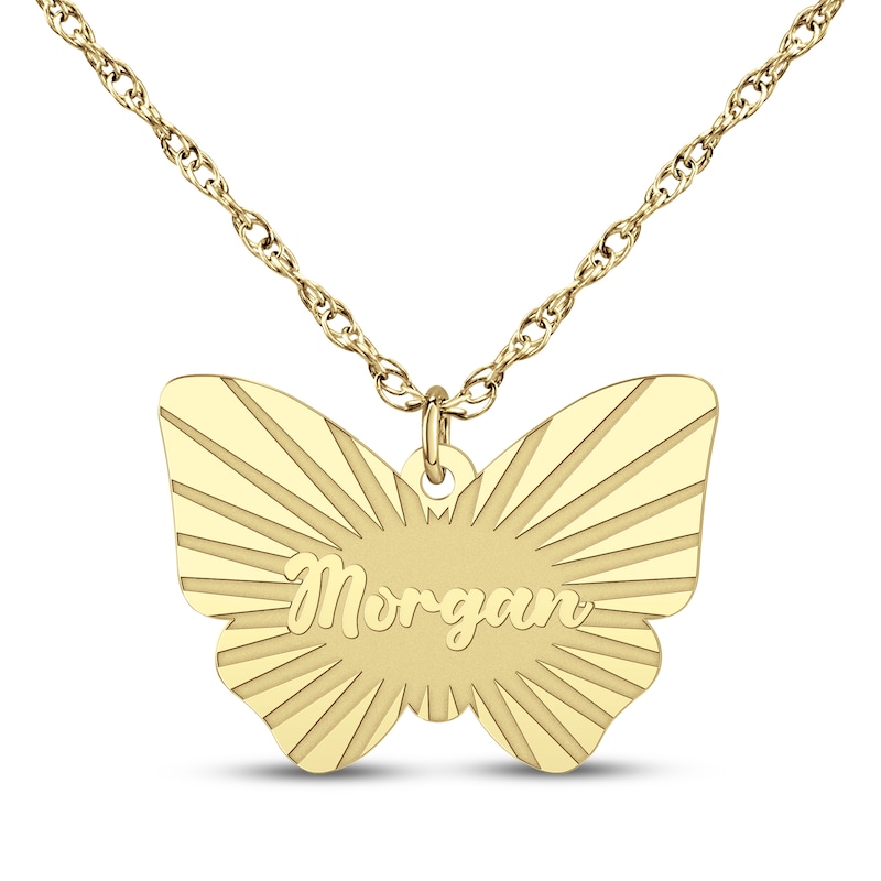 Main Image 1 of Butterfly Name Necklace 14K Yellow Gold 18"