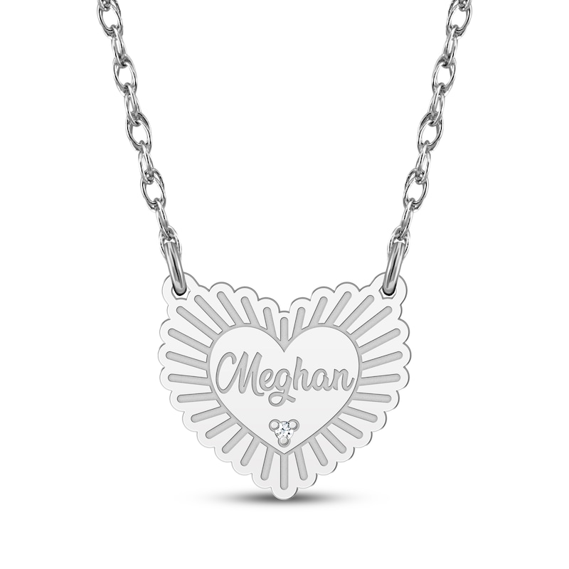 Main Image 1 of Diamond Accent Name Heart Necklace 10K White Gold 18"