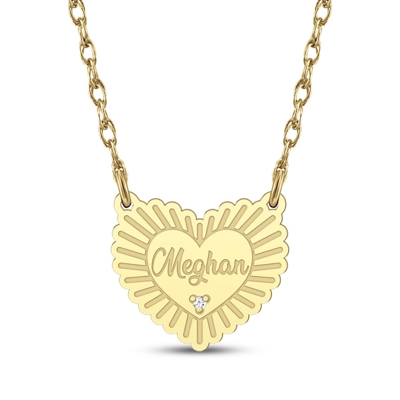 Diamond Accent Name Heart Necklace 10K Yellow Gold 18"