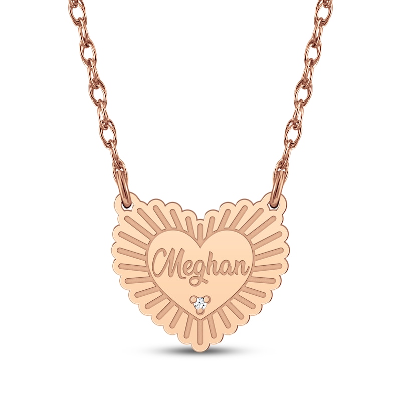 Main Image 1 of Diamond Accent Name Heart Necklace 14K Rose Gold 18"