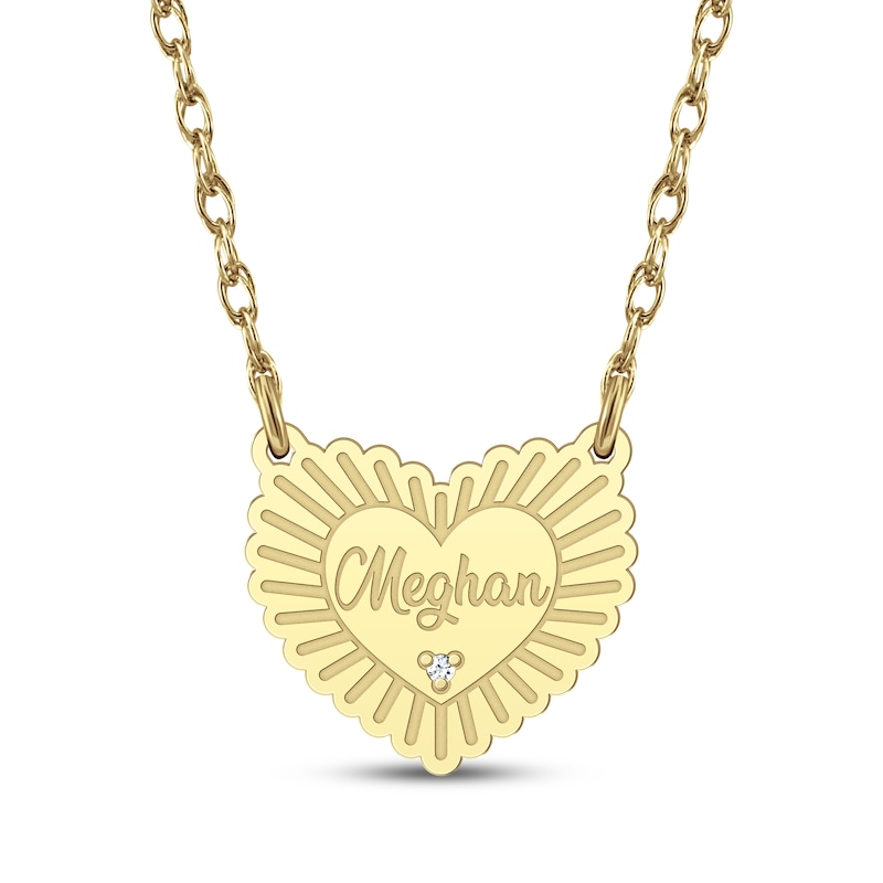Main Image 1 of Diamond Accent Name Heart Necklace 14K Yellow Gold 18"