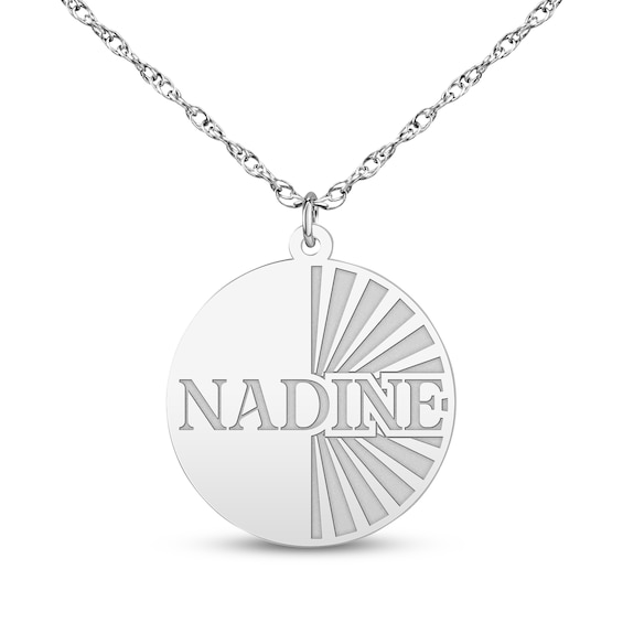 Name Disc Necklace 10K White Gold 18"