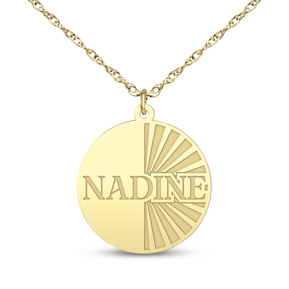 Name Disc Necklace 10K Yellow Gold 18"