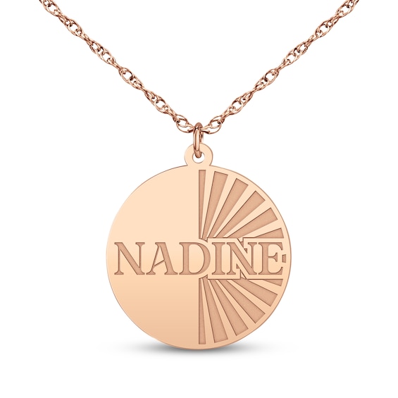 Name Disc Necklace 14K Rose Gold 18"