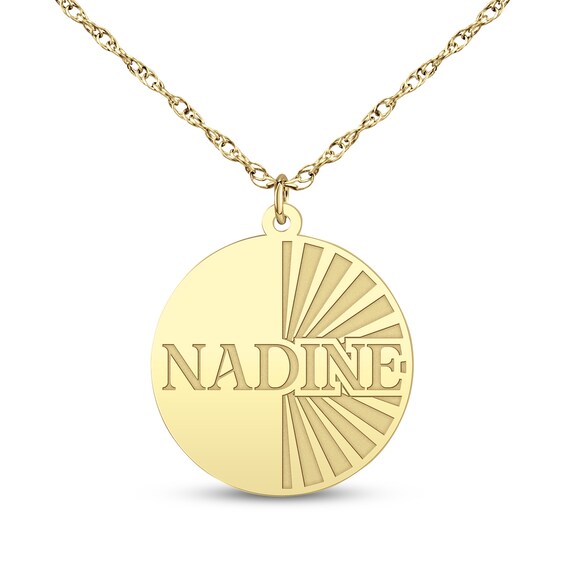 Name Disc Necklace 14K Yellow Gold 18"