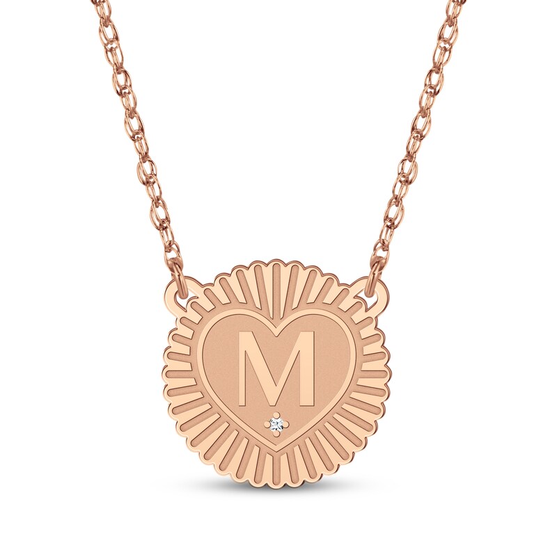 Main Image 1 of Diamond Accent Initial Sunburst Necklace 14K Rose Gold 18"