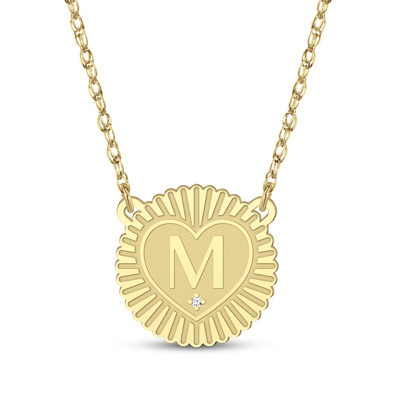 Main Image 1 of Diamond Accent Initial Sunburst Necklace 14K Yellow Gold 18"