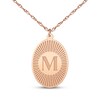 Thumbnail Image 1 of Initial Oval Disc Necklace 14K Rose Gold 18"