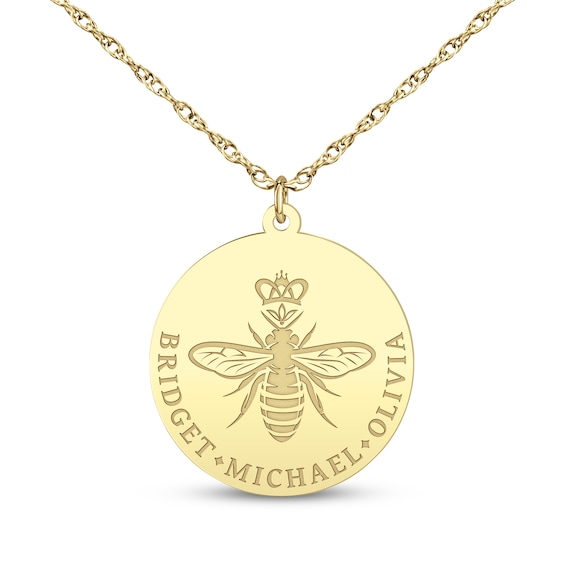 Mother's Queen Bee Name Necklace 10K Yellow Gold 18"