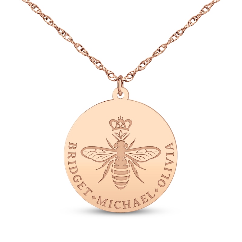 Main Image 1 of Mother's Queen Bee Name Necklace 14K Rose Gold 18"