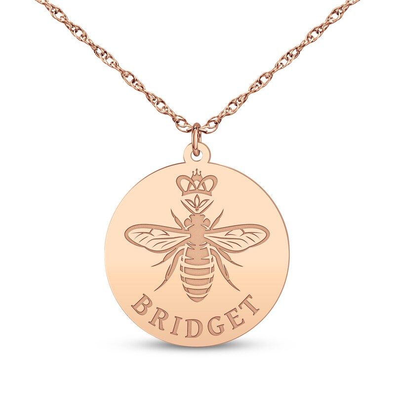 Main Image 2 of Mother's Queen Bee Name Necklace 14K Rose Gold 18"