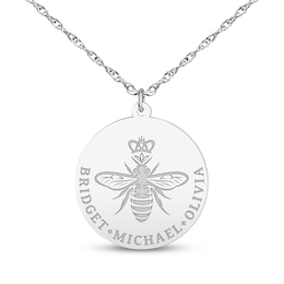 Mother's Queen Bee Name Necklace 14K White Gold 18"