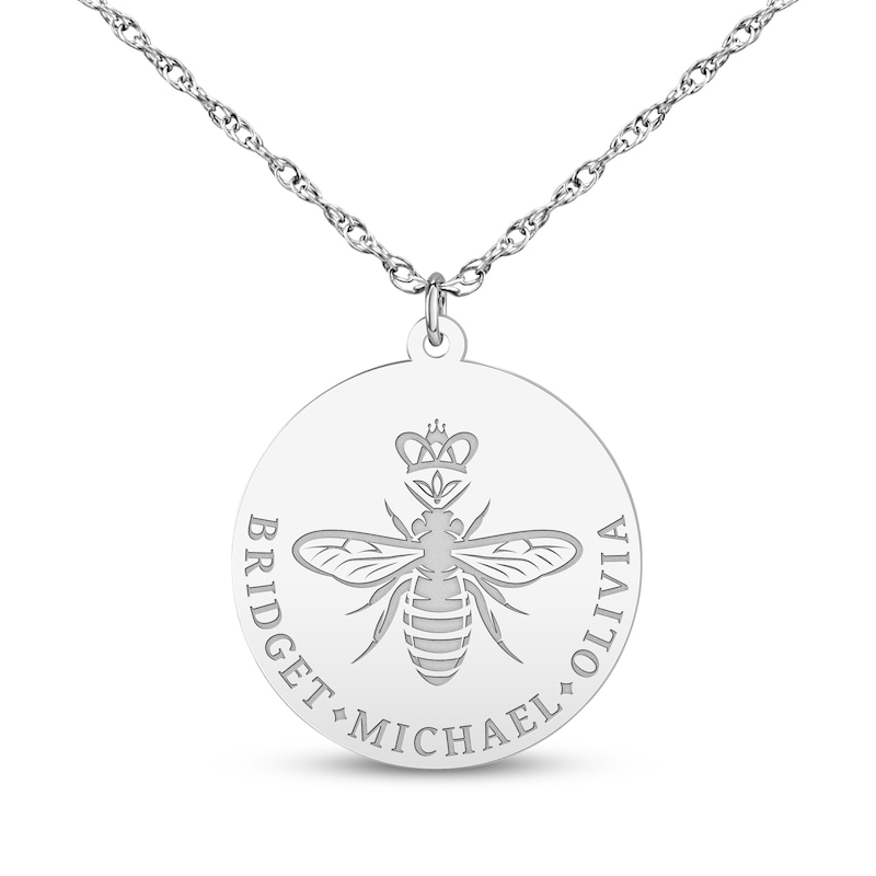 Main Image 1 of Mother's Queen Bee Name Necklace 14K White Gold 18"