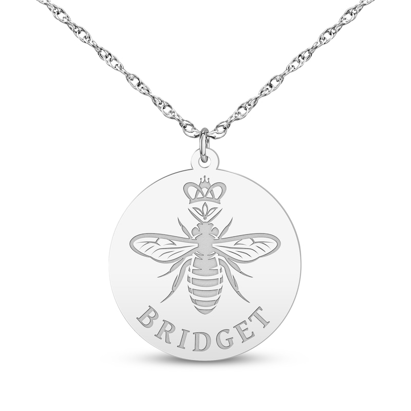 Main Image 2 of Mother's Queen Bee Name Necklace 14K White Gold 18"