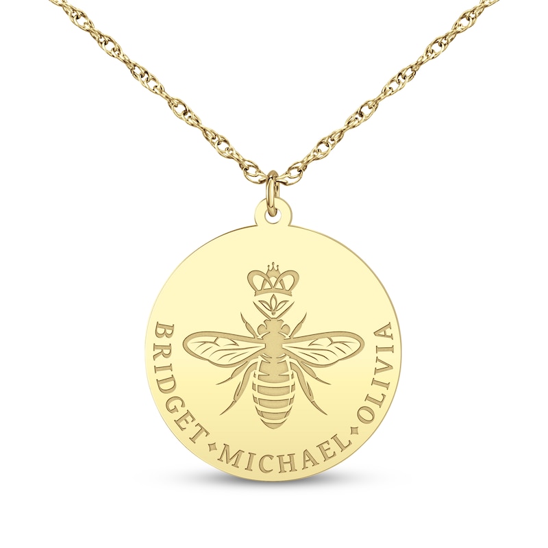 Main Image 1 of Mother's Queen Bee Name Necklace 14K Yellow Gold 18"