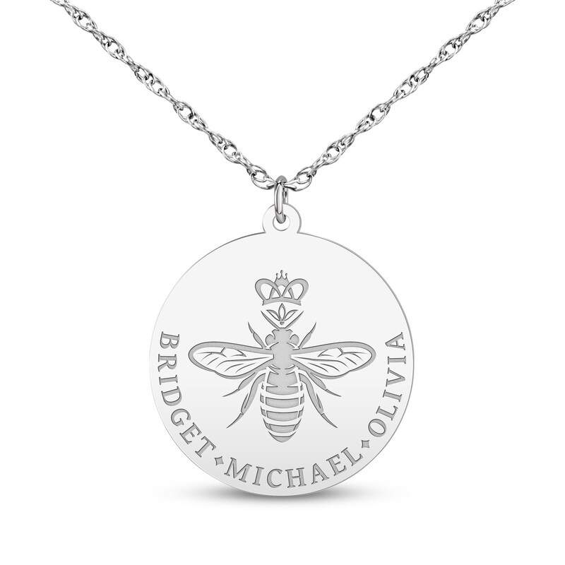 Main Image 1 of Mother's Queen Bee Name Necklace Sterling Silver 18"