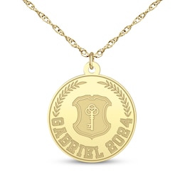 Men's Graduate Name & Year Disc Necklace 10K Yellow Gold 22"