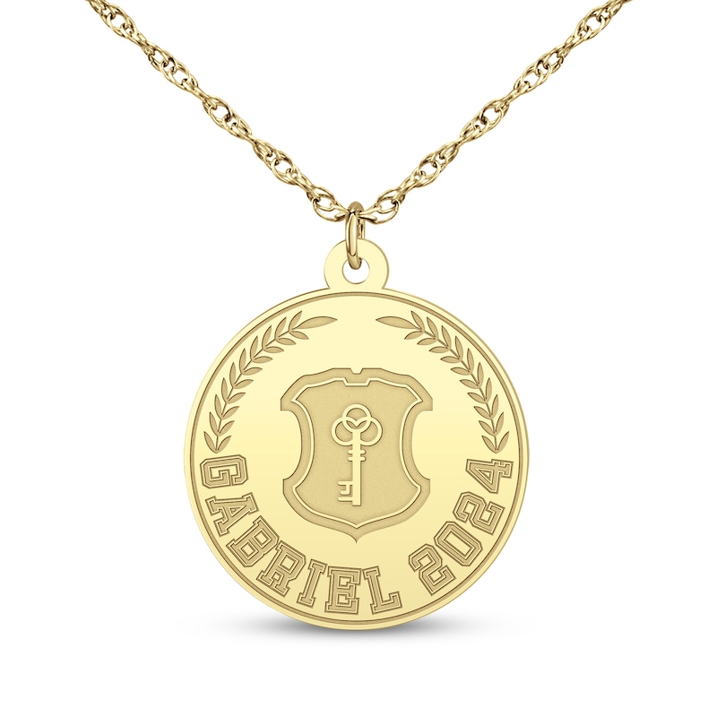 Main Image 1 of Men's Graduate Name & Year Disc Necklace 10K Yellow Gold 22"