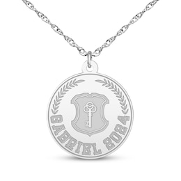 Men's Graduate Name & Year Disc Necklace Sterling Silver 22"