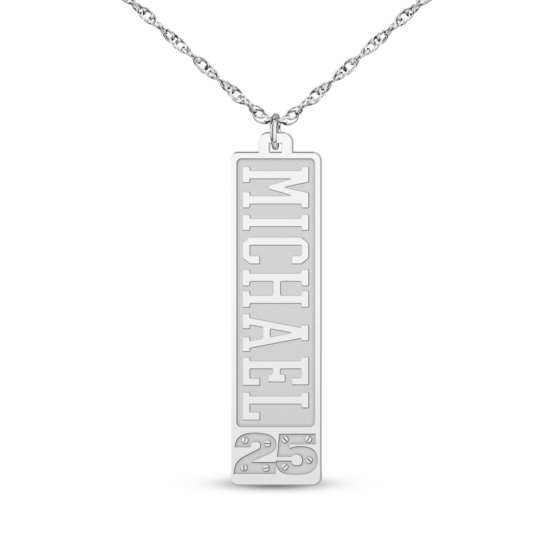Main Image 1 of Men's Engravable Name & Sports Number Tag Necklace Sterling Silver 22"